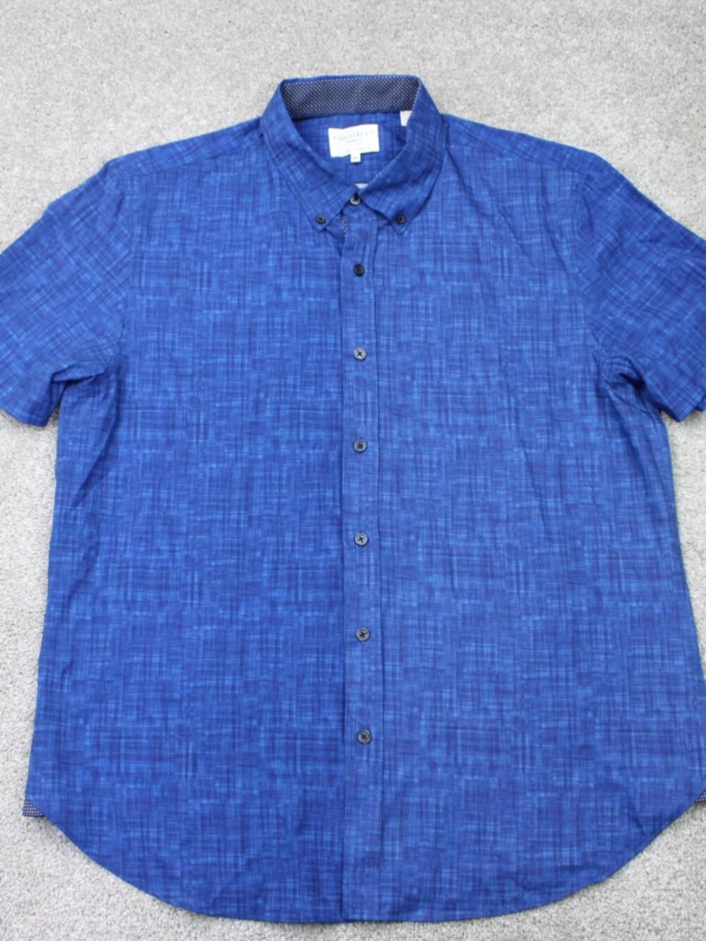 Construct Shirt Men XL Blue Geometric 4-Way Stretch Slim Fit Short Sleeve Casual